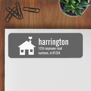 Fun and Modern Charcoal Grey Address Label