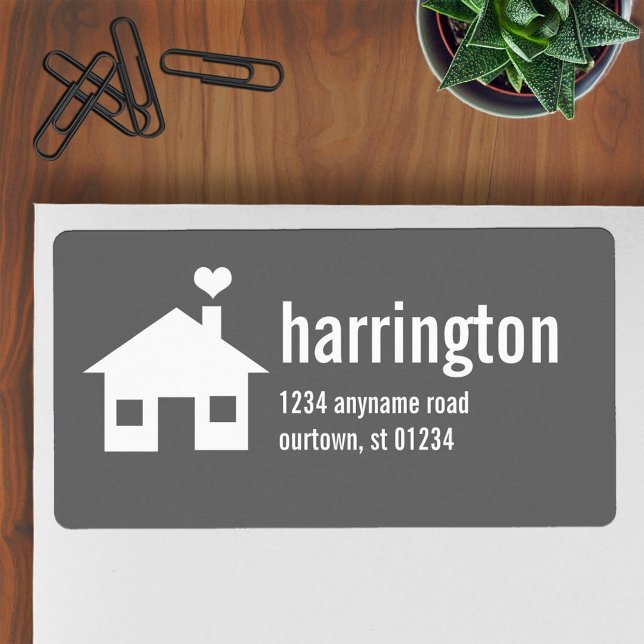 Fun and Modern Charcoal Grey Address Label (Creator Uploaded)