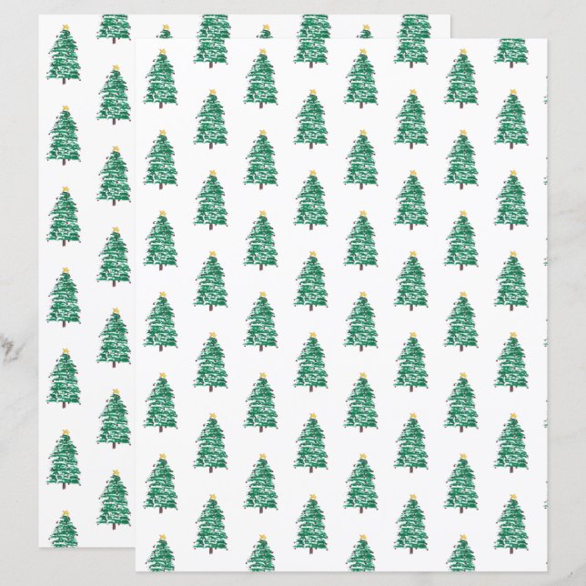 Fun and Modern Christmas Trees Scrapbook Paper (Front/Back)
