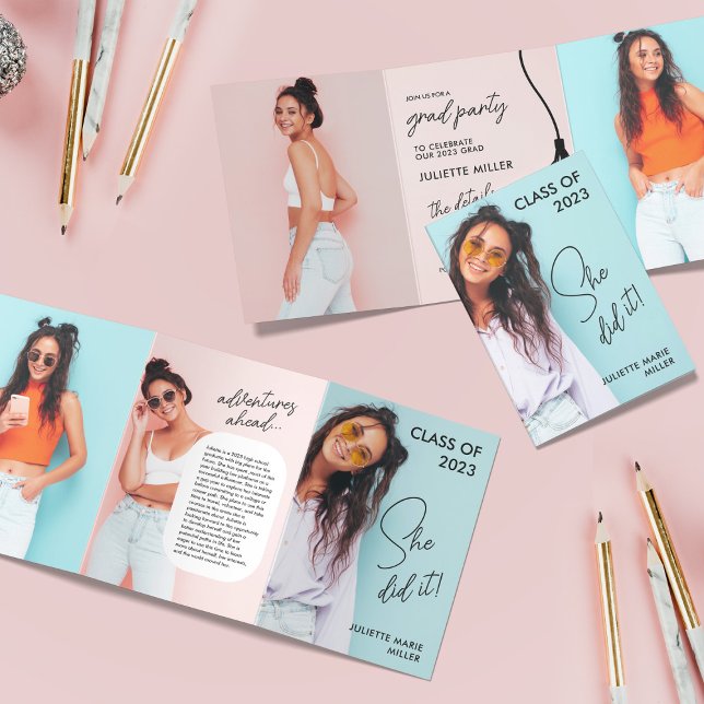 Fun and Modern Graduation Tri-Fold Invitation (Creator Uploaded)