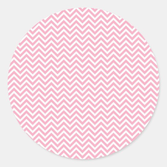 Fun and Modern Pink and White Chevron Pattern Classic Round Sticker