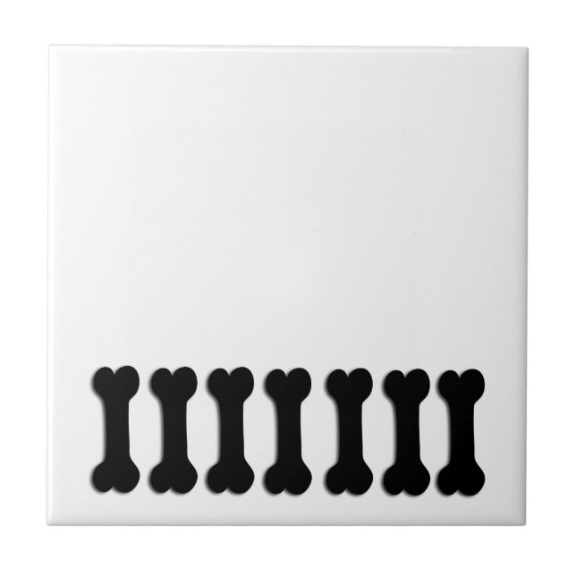 Fun and Playful Dog Bone Themed Gift BLACK V01 Tile (Front)