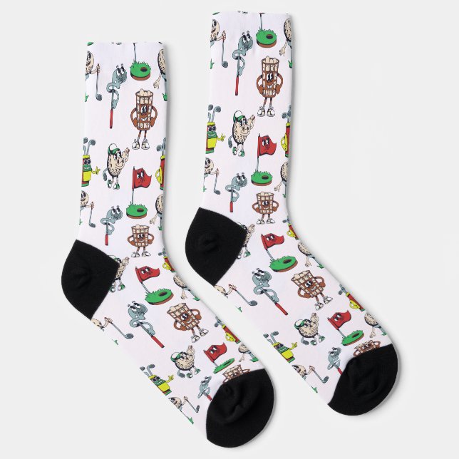Fun and Playful Golf-Themed Cartoon Pattern Socks (Right)