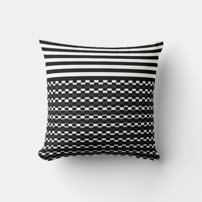 Fun and Pretty Black and White Throw Pillow (Front)