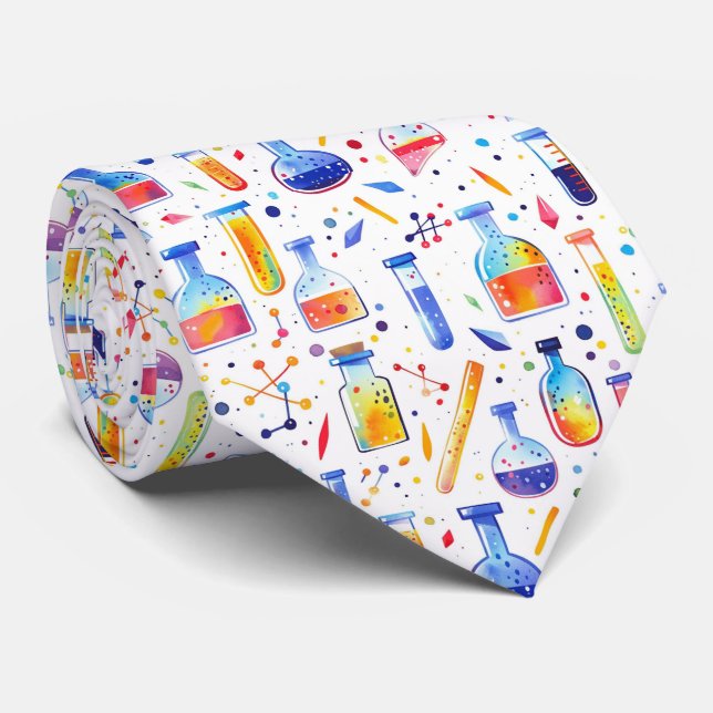 Fun and Quirky Hand Drawn Chemistry Tie (Rolled)