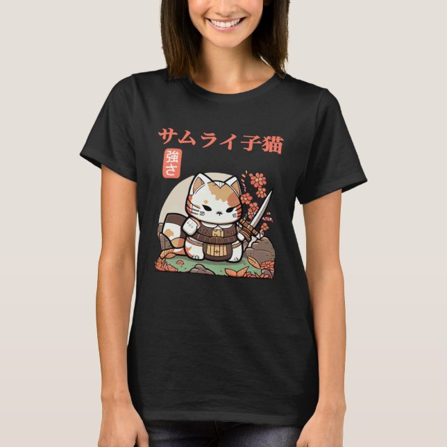 Fun and Quirky Samurai Cat Graphic for Little Adve T-Shirt (Front)