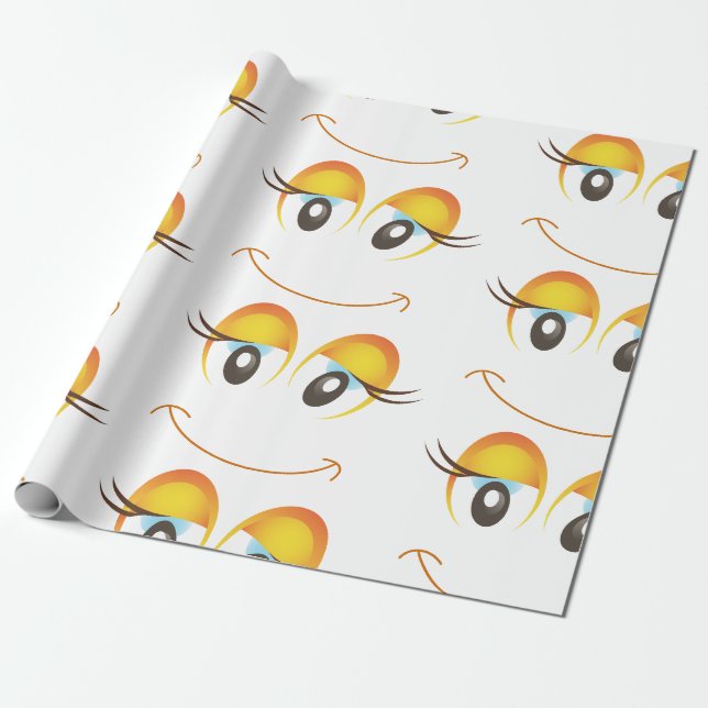 Fun and Simple Face with Eyelashes Wrapping Paper (Unrolled)
