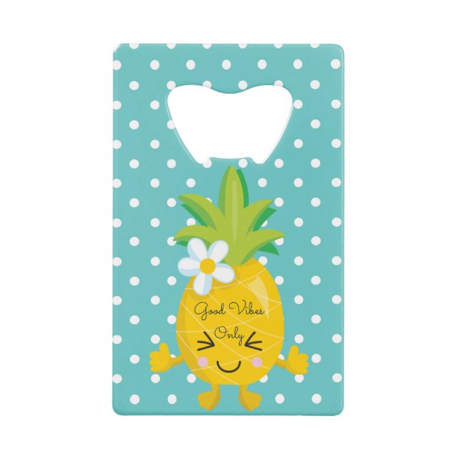 Fun and Trendy Pineapple polka dots Credit Card Bottle Opener (Front)