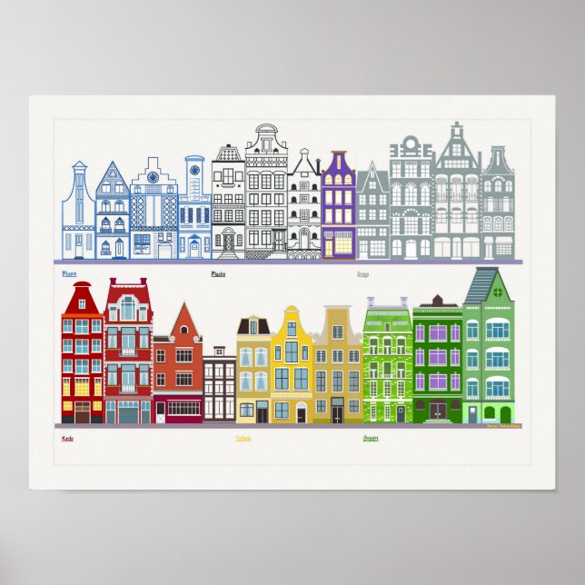 Fun and Unique colour Amsterdam Row House 2 Poster (Front)