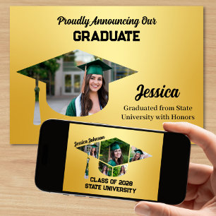 Fun and Unique Gold 7 Photos Graduation Announcement