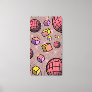 fun and vibrant abstract floating spheres cubes canvas print