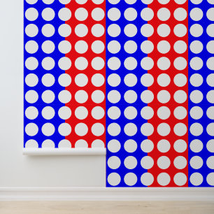 Fun and Whimsical Blue, Red and White Dotted Wallpaper