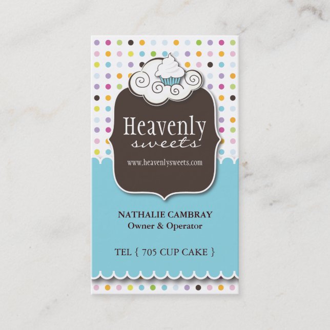 Fun and Whimsical Cupcake | Bakery Business Card (Front)