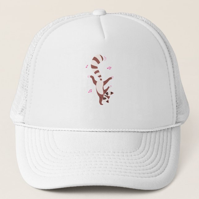 fun animal hat,Dancing Raccoon Breakdance Vibes Trucker Hat (Front)