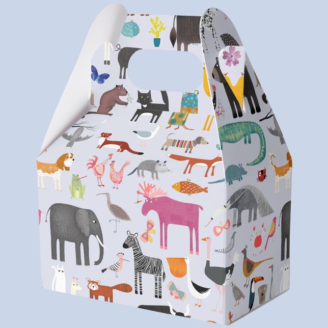 Fun Animal Menagerie Favor Box (Animal menagerie fun party favor box)