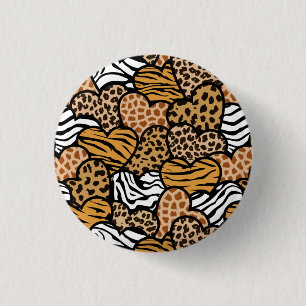 Fun animal pattern hearts 1 inch round button