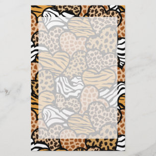 Fun animal pattern hearts stationery