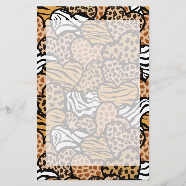 Fun animal pattern hearts stationery (Front)
