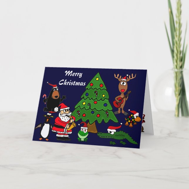 Fun Animals and Music Christmas Card (Front)