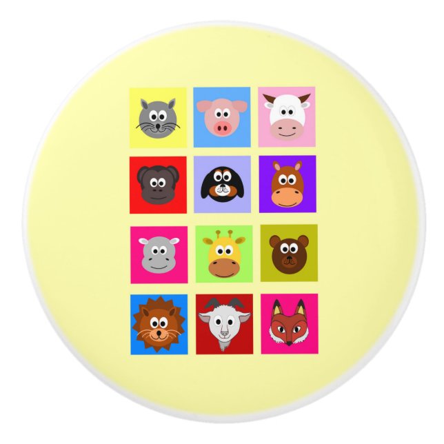 Fun Animals Ceramic Knob (Front)