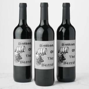 Fun Antique Style Bottom of the Barrel Recipe Vino Wine Label