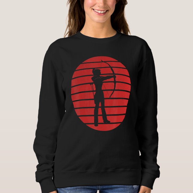 Fun Archery Silhouette On A Red Sunset Background Sweatshirt (Front)