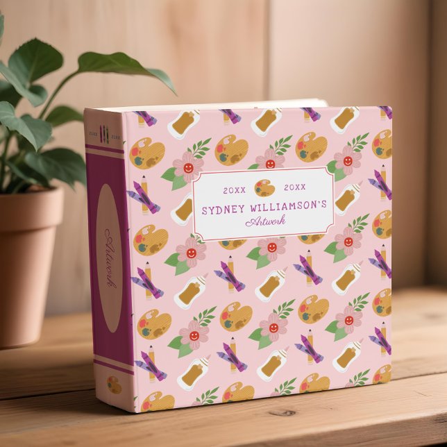 Fun Artist Art Icon Pattern Personalized School Binder (Fun Artist Art Icon Pattern Personalized School 3 Ring Binder)