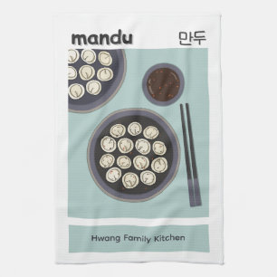 Fun Asian Food New Year Korean Dumpling Poster Kitchen Towel