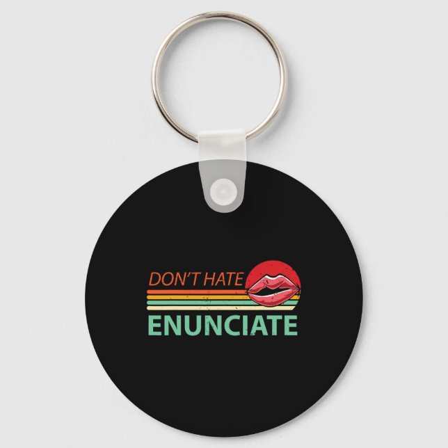 Fun Asl Sign Language Lip Reading Deaf Awareness 2 Keychain (Front)