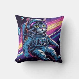 Fun Astronaut Cat - Meowt of This World Throw Pillow