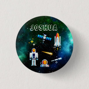 Fun Astronaut Collage Personalized 1 Inch Round Button