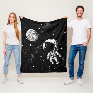 Fun Astronaut In Space Fleece Blanket