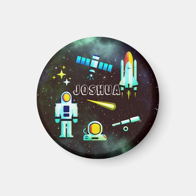 Fun Astronaut Rocket Cosmic Personalized  Magnet (Front)