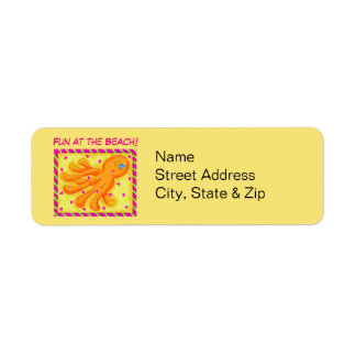 Fun at the Beach Whimsy Octopus Yellow Orange