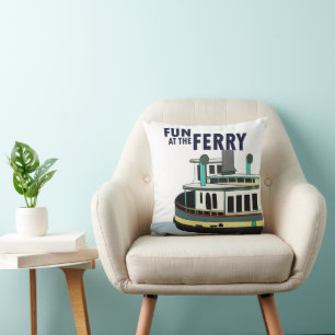 Fun At The Ferry Boat Travel Throw Pillow