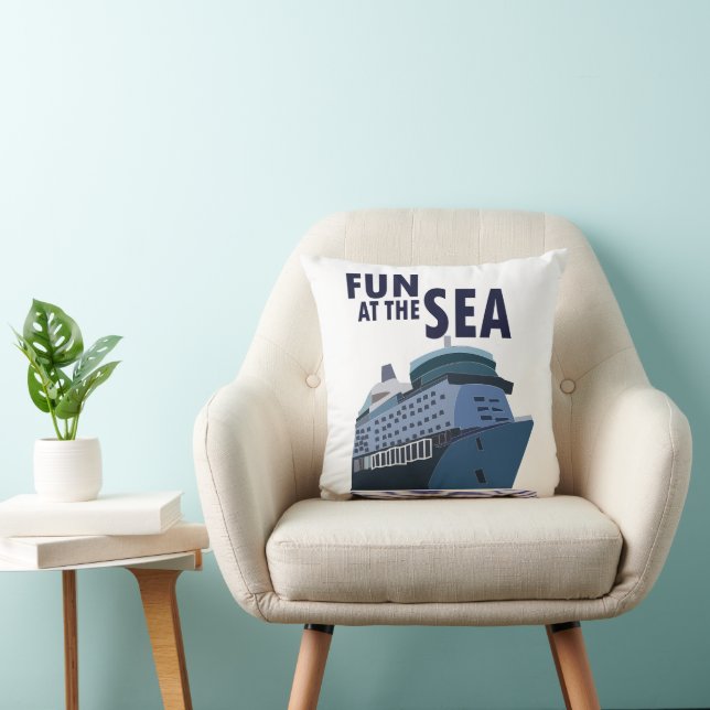 Fun At The Sea Cruise Ship Throw Pillow (Chair)