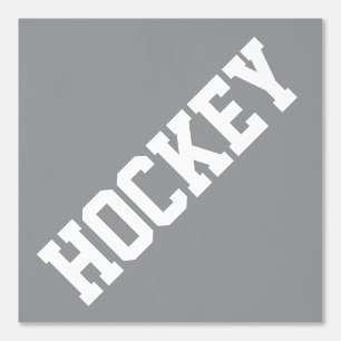 Fun Athletic Slant White HOCKEY Text On Light Grey Wallpaper