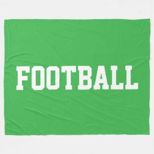 Fun Athletic White FOOTBALL Text On Bright Green Fleece Blanket