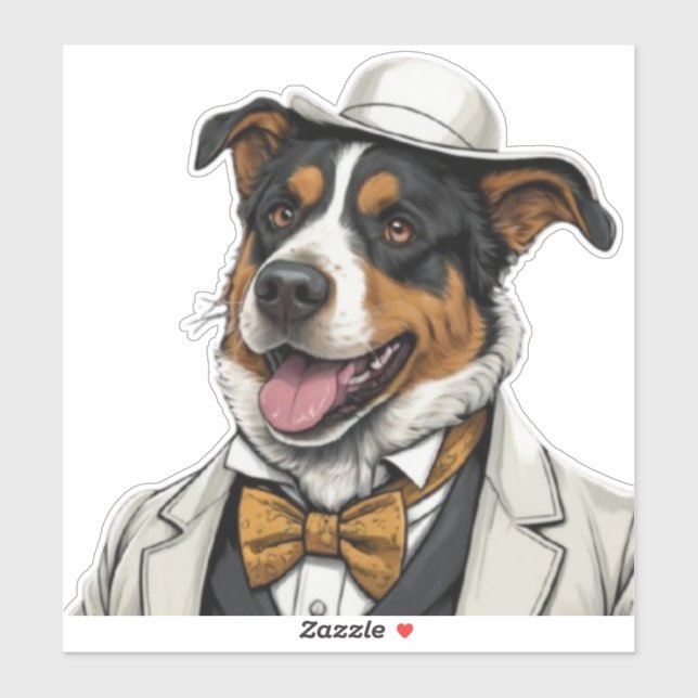 Fun Australian shepherd dog in suit (Sheet)