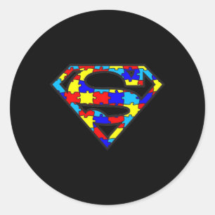 Fun Autism Awareness Superhero  Classic Round Sticker