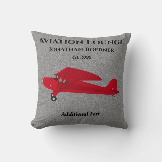 Fun Aviation Lounge Vintage Airplane Throw Pillow (Front)