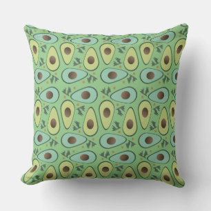 Fun Avocado Cilantro Salad Pattern Throw Pillow
