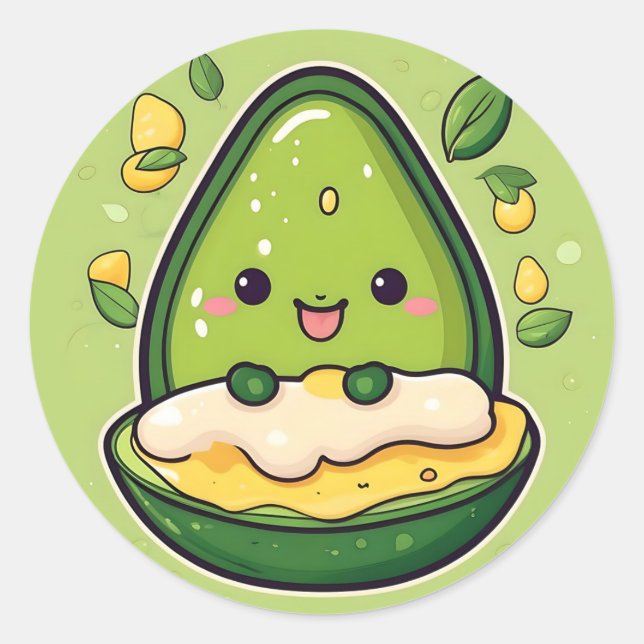 Fun Avocado Food Classic Round Sticker (Front)