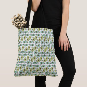 Fun Avocado Half Greenery Pattern Tote Bag