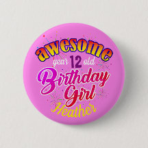 Fun Awesome Birthday Girl Text Graphic on Pink