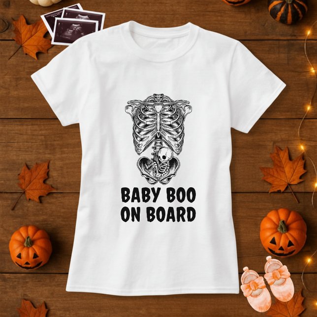 Fun Baby Boo On Board Skeleton Maternity Halloween T-Shirt (Creator Uploaded)