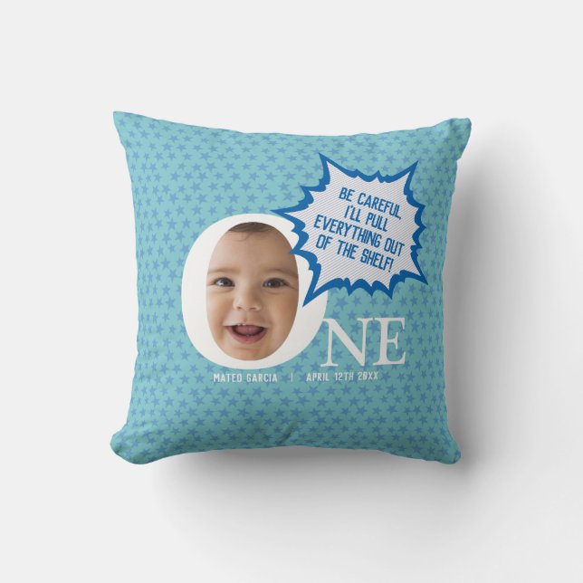 Fun Baby boy Photo Collage Personalized Gift Throw Pillow (Front)