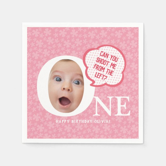 Fun Baby Girl Photo Collage Personaliz  Napkin (Front)