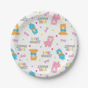 Fun baby llama birthday party serving plate