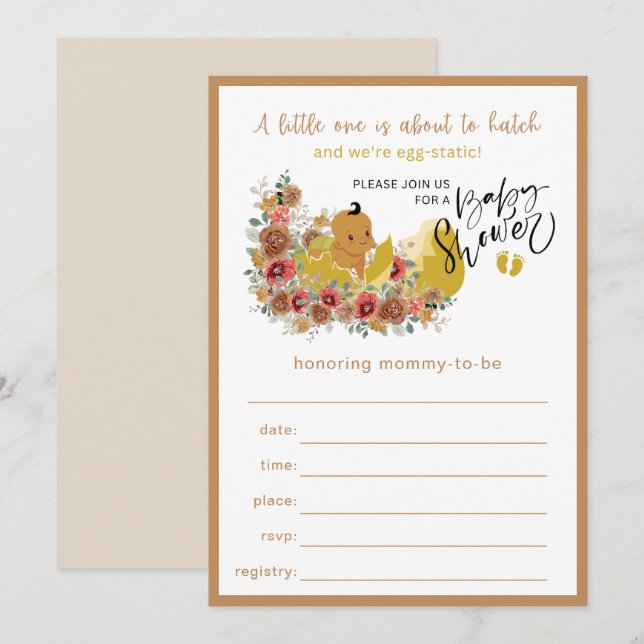 Fun Baby Shower Fill In Invitation No 2 (Front/Back)